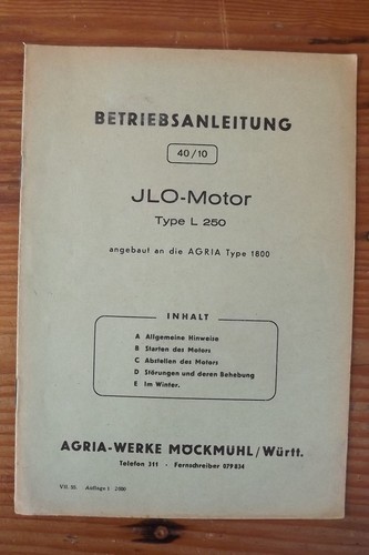 Ilo 250 betriebsanleitung - ilo, l